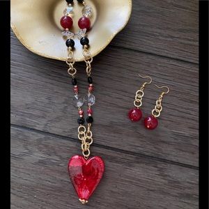 Heart Necklace with Matching Earrings